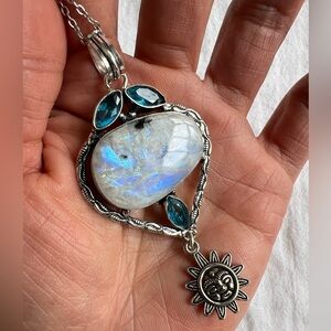 Silver and Blue Gemstone Necklace